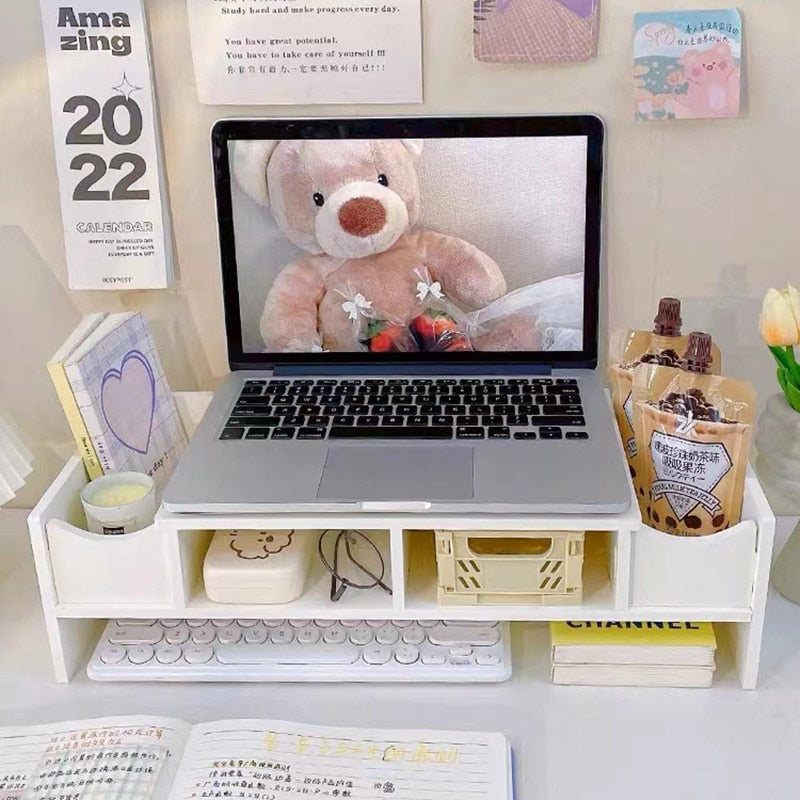 Double Layer Computer Desktop Monitor Stand Desk Storage Home & Garden by The Kawaii Shoppu | The Kawaii Shoppu