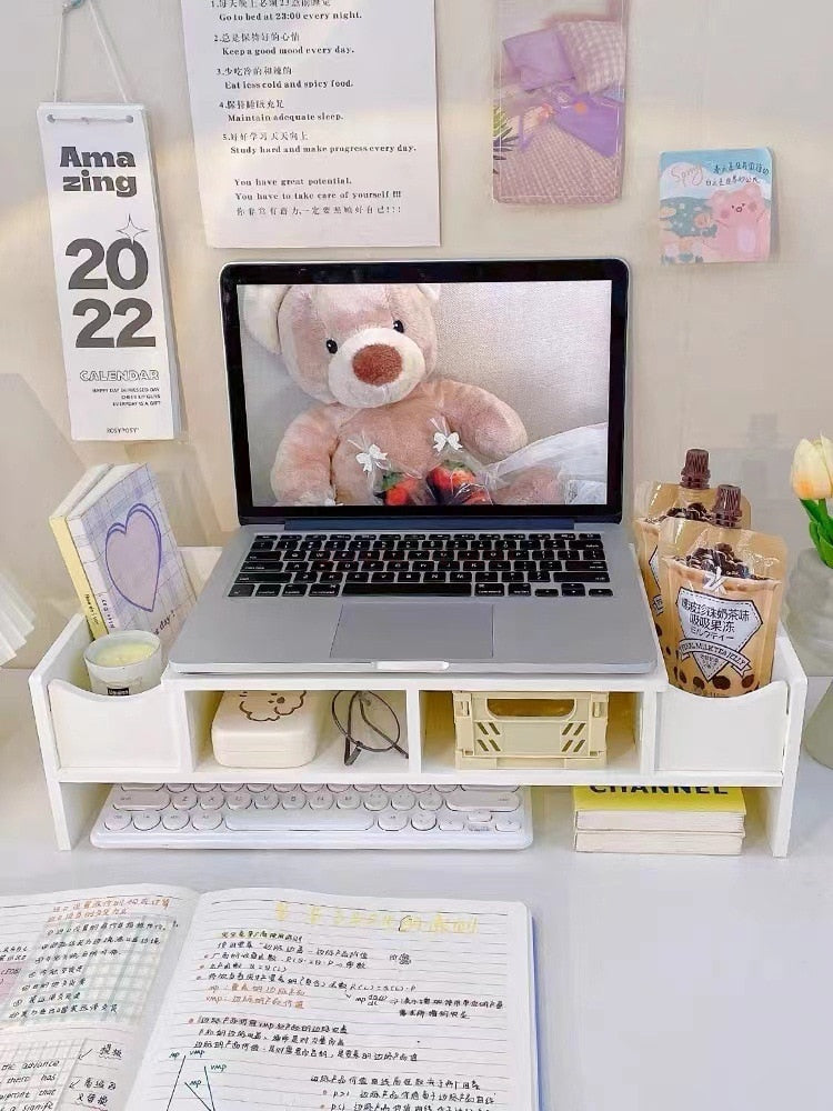 Double Layer Computer Desktop Monitor Stand Desk Storage Home & Garden by The Kawaii Shoppu | The Kawaii Shoppu