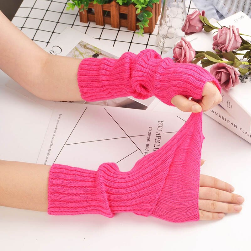 E-girl Knitted Fingerless Thumb Hole Wrist Warmers length-30cm Clothing and Accessories by The Kawaii Shoppu | The Kawaii Shoppu