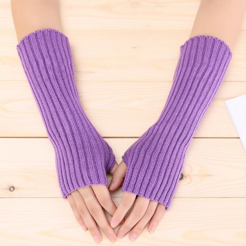 E-girl Knitted Fingerless Thumb Hole Wrist Warmers Purple length-30cm Clothing and Accessories by The Kawaii Shoppu | The Kawaii Shoppu