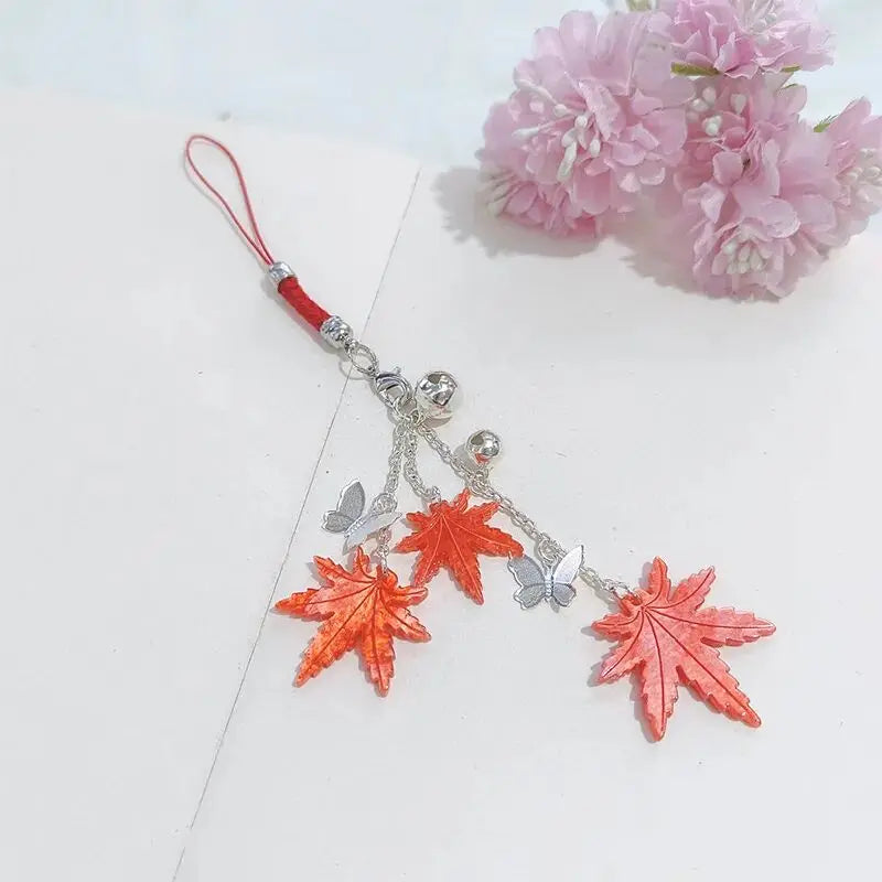 Fall Leaf Aesthetic Phone Lanyard Keychain