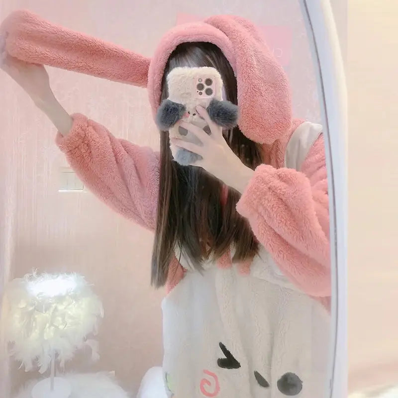 Fluffy Bunny Cozy Winter Onesie Rabbit Clothing and Accessories by The Kawaii Shoppu | The Kawaii Shoppu