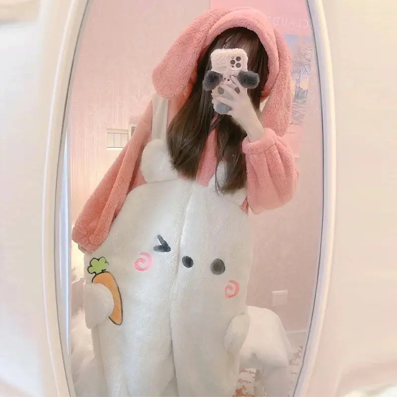 Fluffy Bunny Cozy Winter Onesie Rabbit Clothing and Accessories by The Kawaii Shoppu | The Kawaii Shoppu