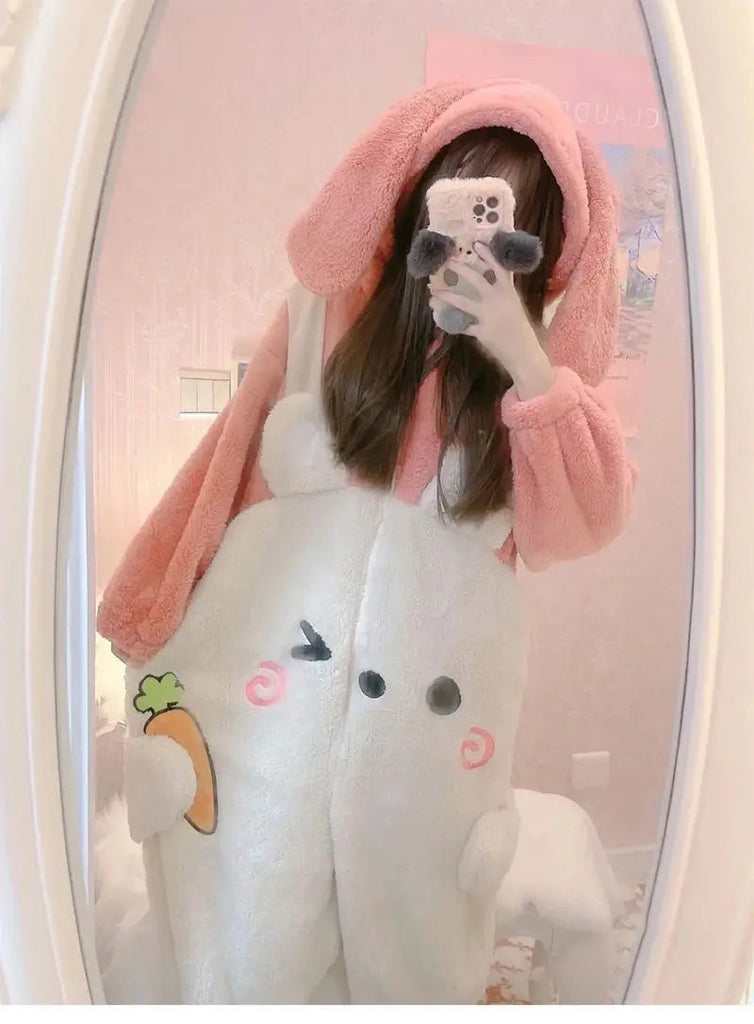 Fluffy Bunny Cozy Winter Onesie Rabbit Clothing and Accessories by The Kawaii Shoppu | The Kawaii Shoppu