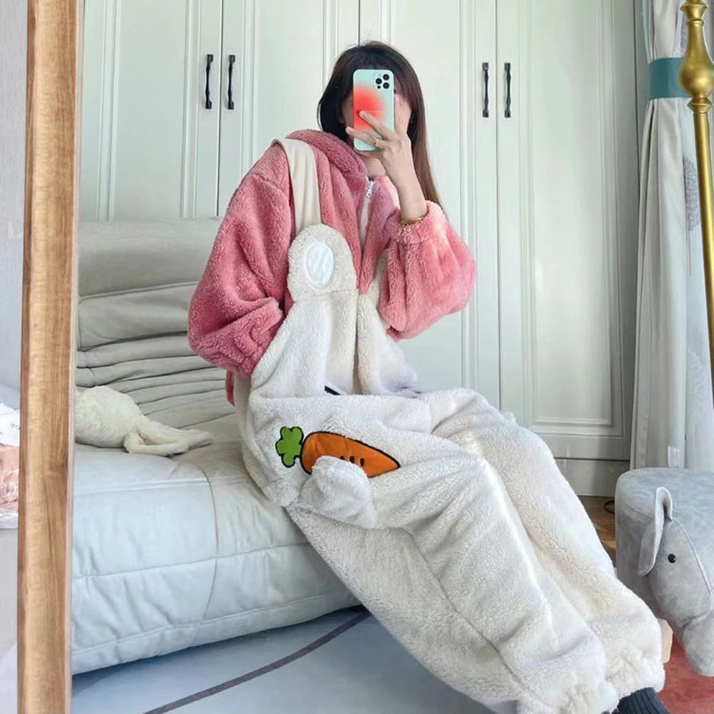 Fluffy Bunny Cozy Winter Onesie Rabbit Clothing and Accessories by The Kawaii Shoppu | The Kawaii Shoppu