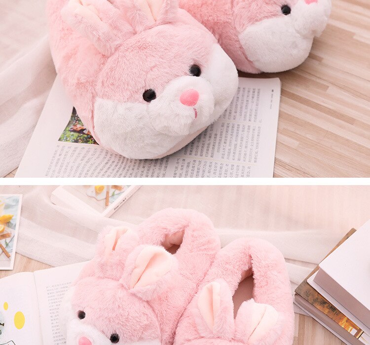 Fluffy Bunny Plush Slippers Shoe by The Kawaii Shoppu | The Kawaii Shoppu