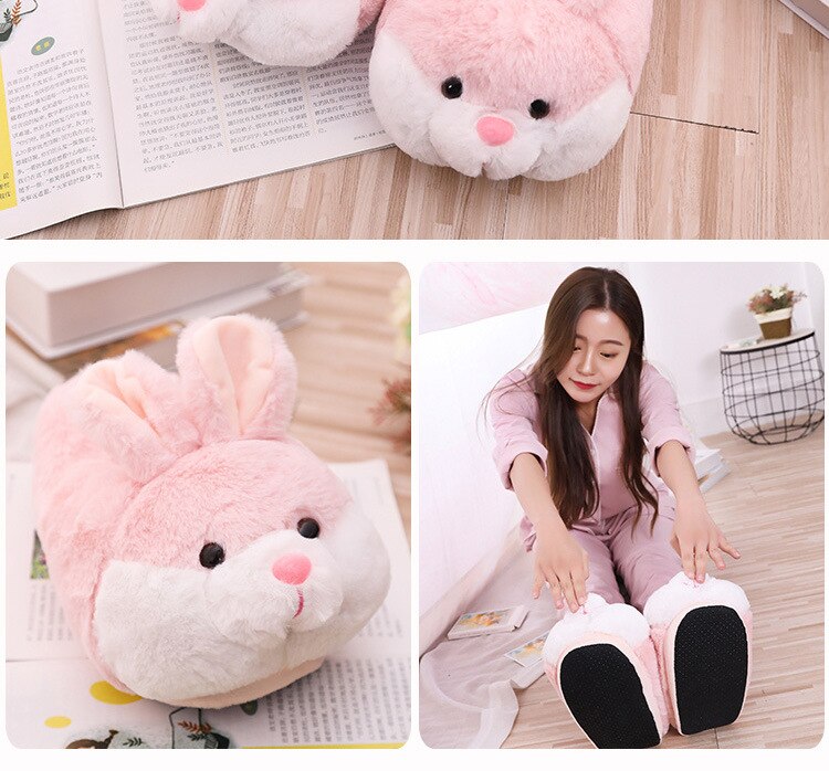 Fluffy Bunny Plush Slippers Shoe by The Kawaii Shoppu | The Kawaii Shoppu