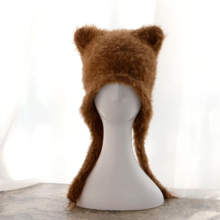 Fluffy Cat Ear Winter Hat – Faux Fur Warm Beanie