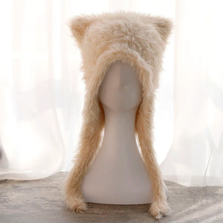 Fluffy Cat Ear Winter Hat – Faux Fur Warm Beanie