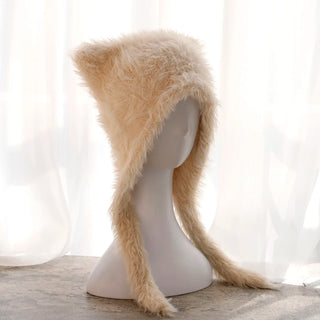 Fluffy Cat Ear Winter Hat – Faux Fur Warm Beanie