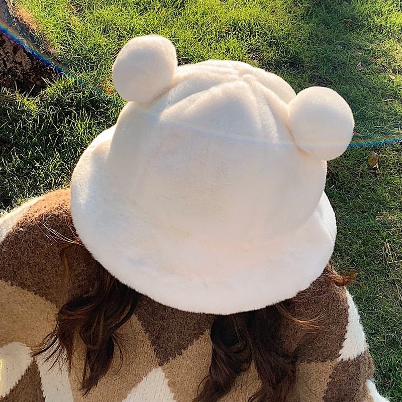 Fluffy Teddy Ears Bucket Hat Clothing and Accessories The Kawaii Shoppu