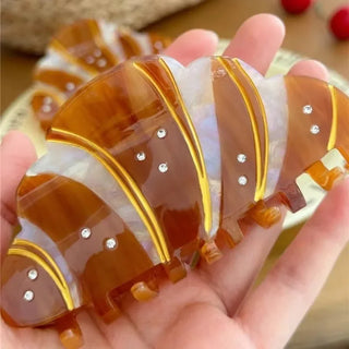 French Croissant Rhinestone Hair Claw Clip