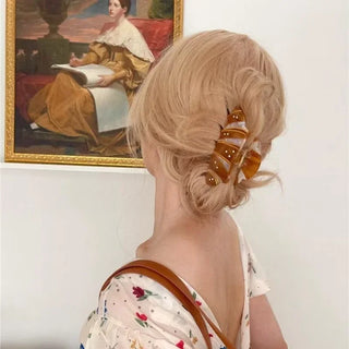 French Croissant Rhinestone Hair Claw Clip