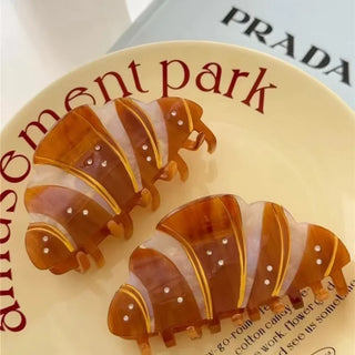French Croissant Rhinestone Hair Claw Clip