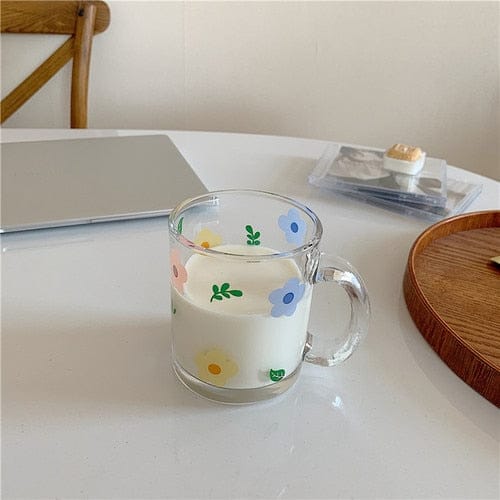 Fresh and Lovely Korean Style Breakfast Bowl Plate Glass Set flower cup Kitchen The Kawaii Shoppu