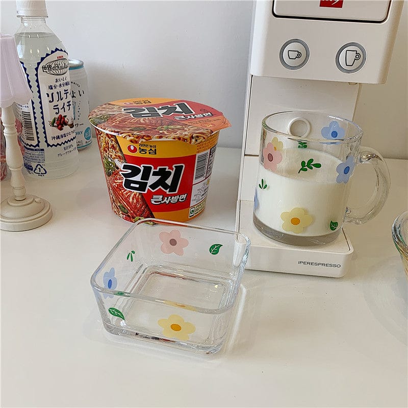 Fresh and Lovely Korean Style Breakfast Bowl Plate Glass Set Kitchen The Kawaii Shoppu