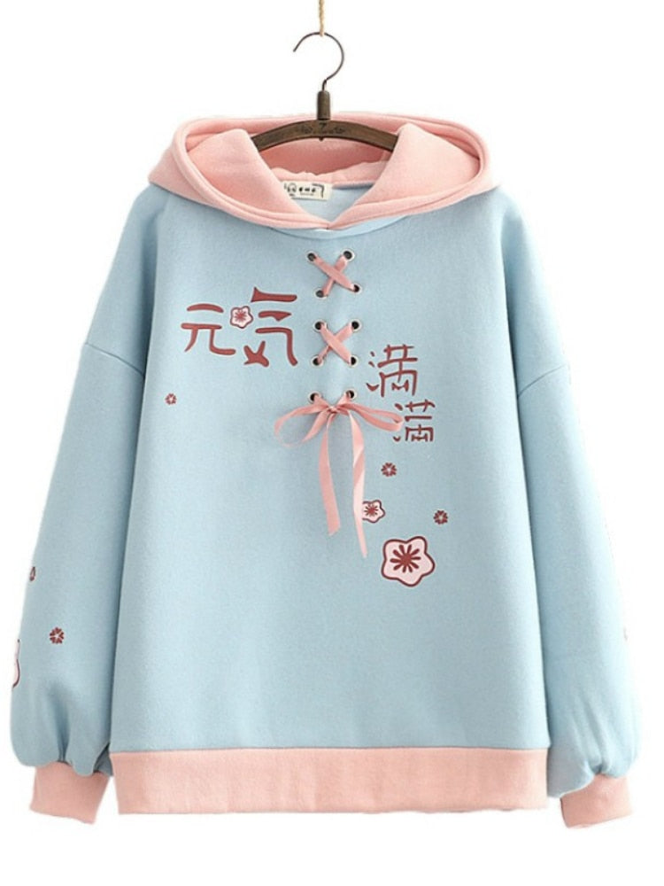 Girls Sakura Cherry Blossom Hoodie One Size Clothing and Accessories by The Kawaii Shoppu | The Kawaii Shoppu