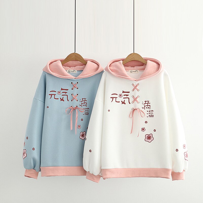 Girls Sakura Cherry Blossom Hoodie One Size Clothing and Accessories by The Kawaii Shoppu | The Kawaii Shoppu