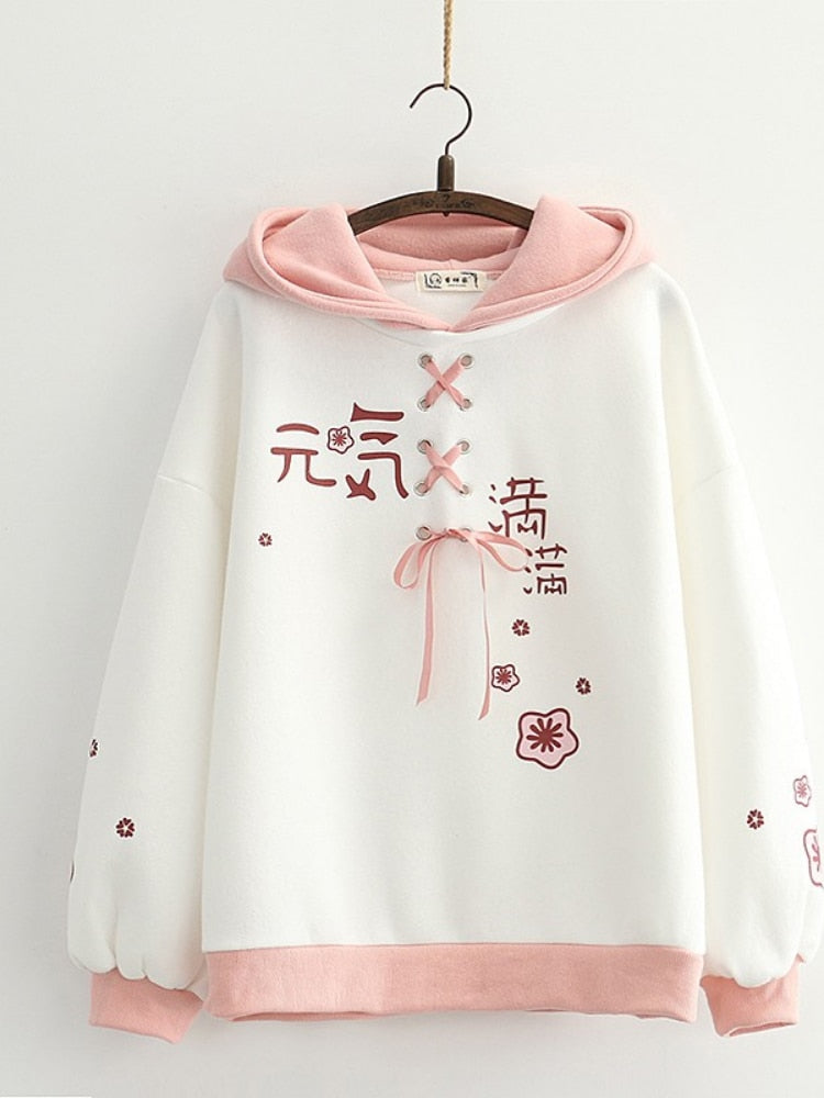 Girls Sakura Cherry Blossom Hoodie One Size Clothing and Accessories by The Kawaii Shoppu | The Kawaii Shoppu