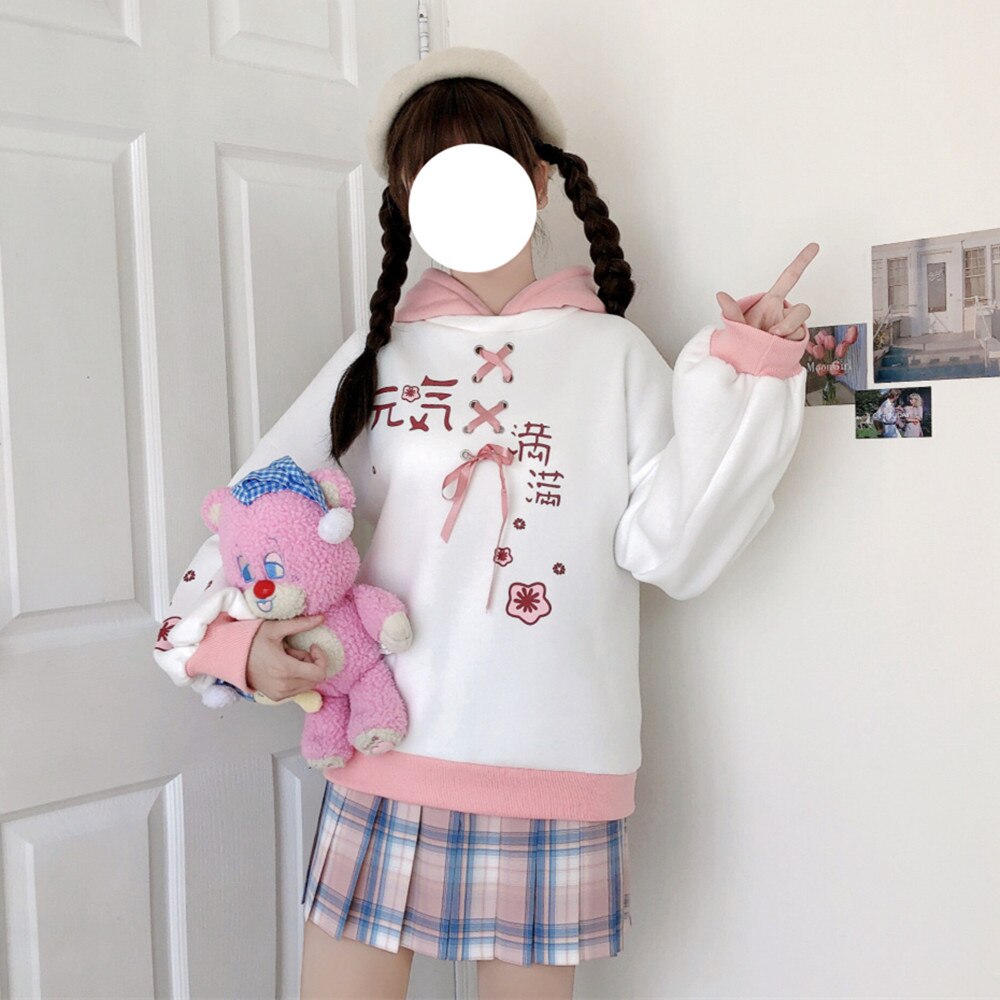 Girls Sakura Cherry Blossom Hoodie One Size Clothing and Accessories by The Kawaii Shoppu | The Kawaii Shoppu