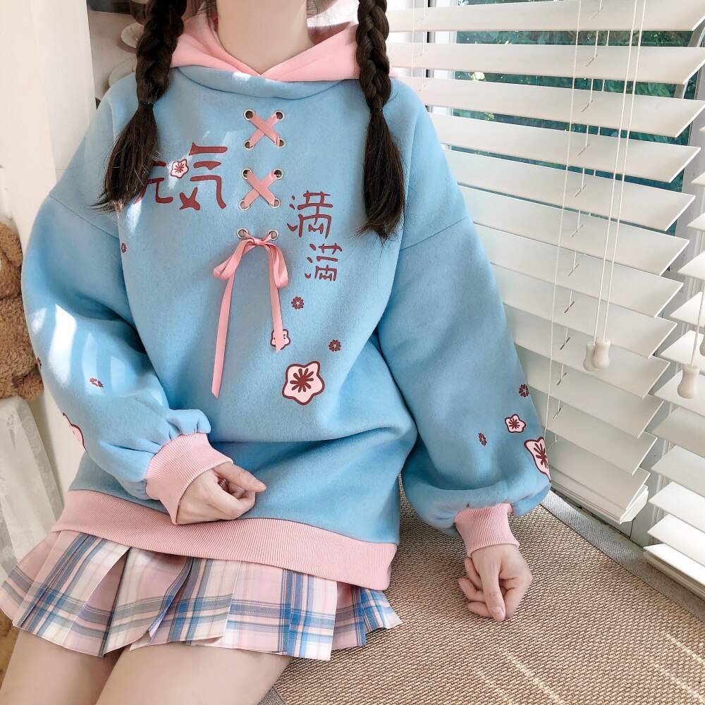 Girls Sakura Cherry Blossom Hoodie One Size Clothing and Accessories by The Kawaii Shoppu | The Kawaii Shoppu