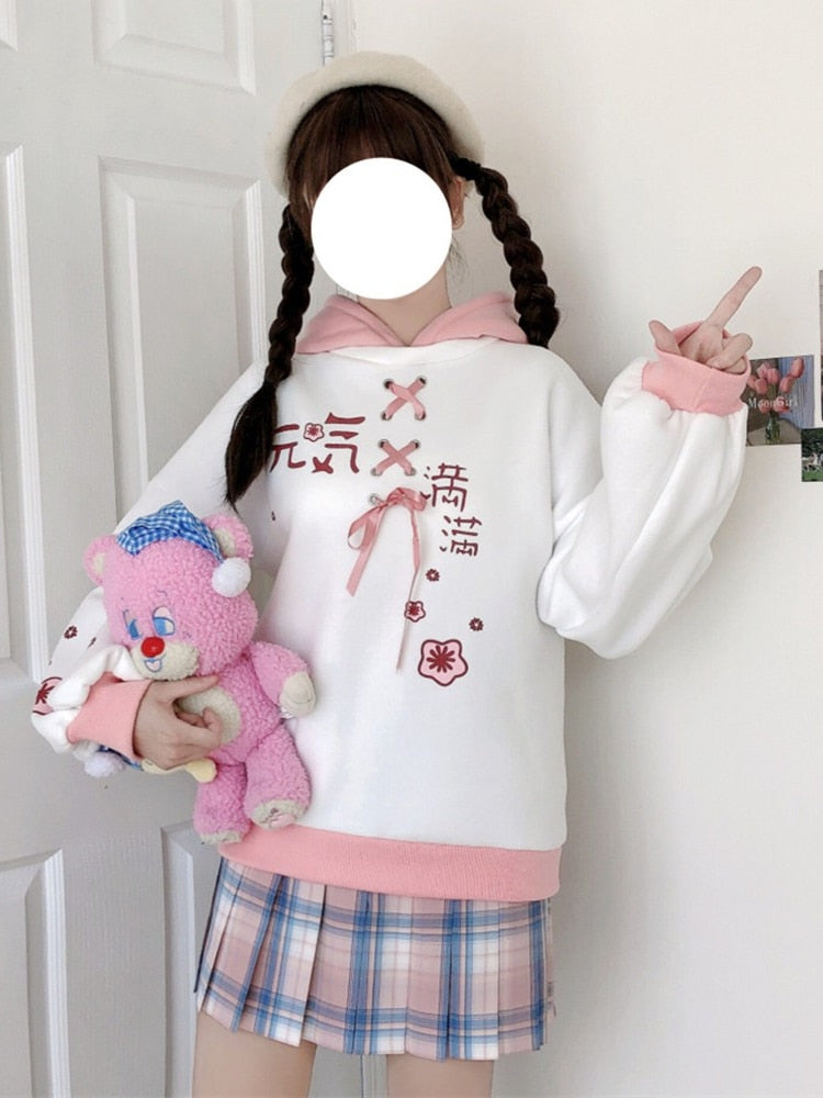 Girls Sakura Cherry Blossom Hoodie Pink One Size Clothing and Accessories by The Kawaii Shoppu | The Kawaii Shoppu