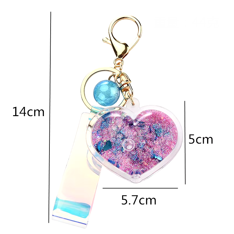 Glitter Quicksand Aesthetic Heart Keychain Accessories by The Kawaii Shoppu | The Kawaii Shoppu