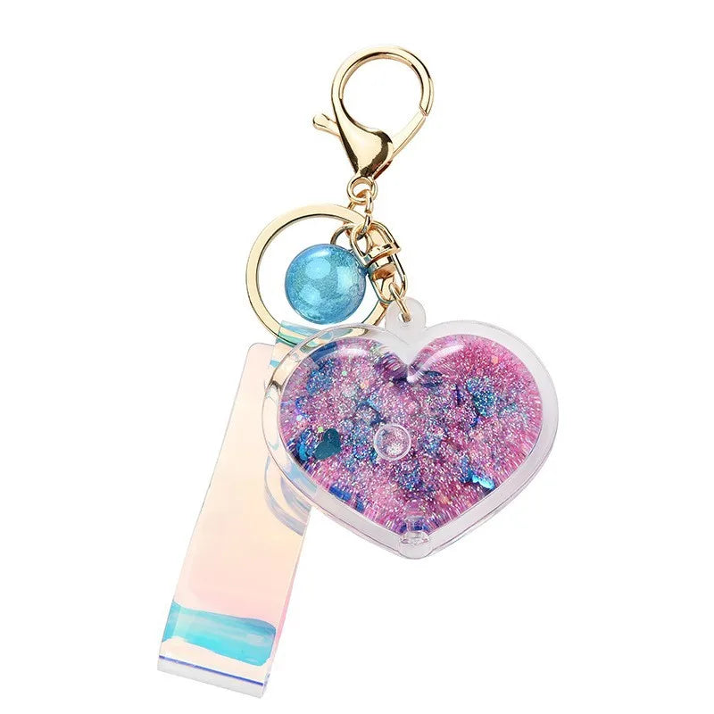 Glitter Quicksand Aesthetic Heart Keychain Accessories by The Kawaii Shoppu | The Kawaii Shoppu