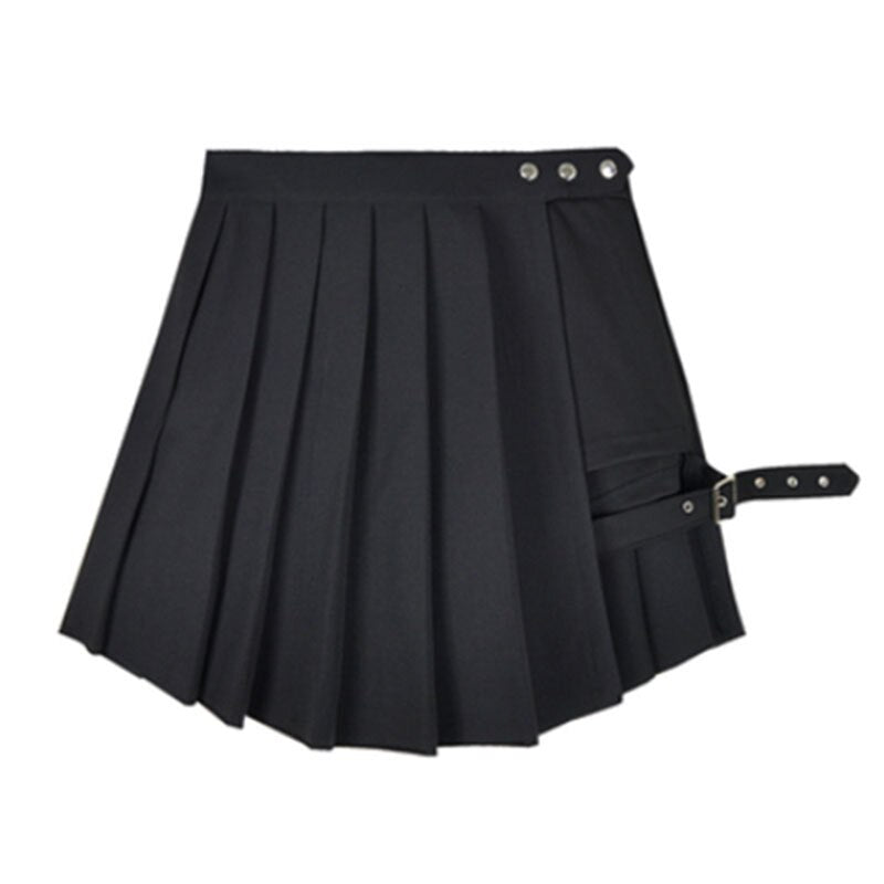 Gothic Punk Pleated Skirt with High Waist and Shorts Black Skirt XS Clothing and Accessories by The Kawaii Shoppu | The Kawaii Shoppu