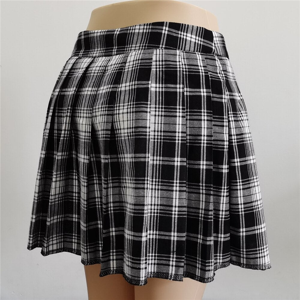 Gothic Punk Pleated Skirt with High Waist and Shorts Clothing and Accessories by The Kawaii Shoppu | The Kawaii Shoppu