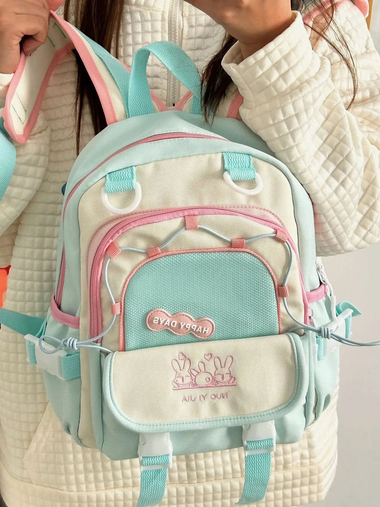 Happy Days Cute Bunny Backpack 33X29X15cm Bag by The Kawaii Shoppu | The Kawaii Shoppu