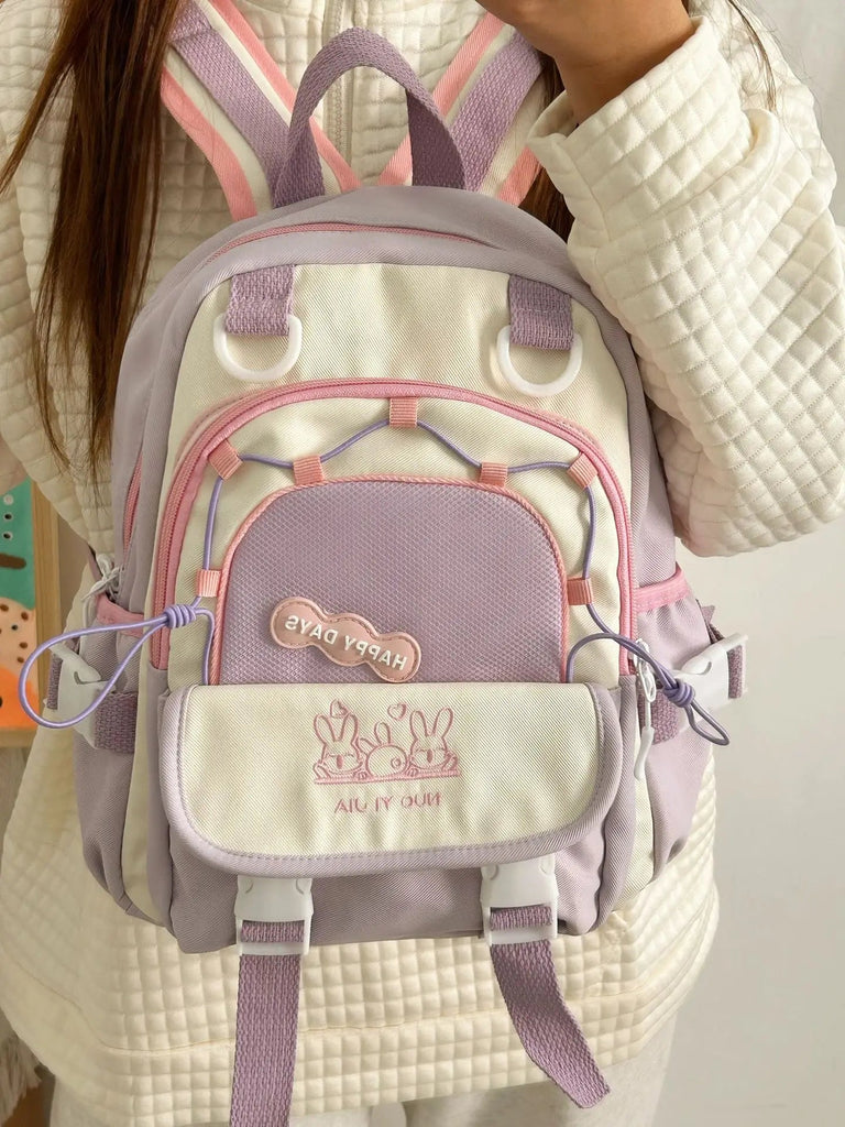 Happy Days Cute Bunny Backpack 33X29X15cm Bag by The Kawaii Shoppu | The Kawaii Shoppu