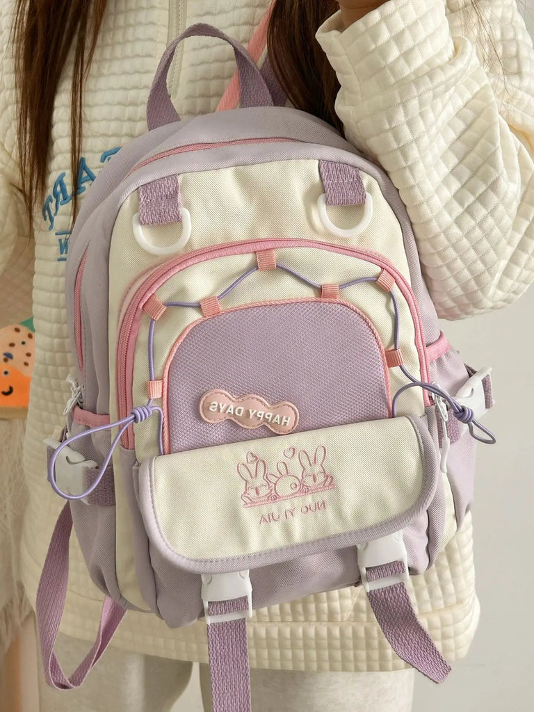 Happy Days Cute Bunny Backpack 33X29X15cm Bag by The Kawaii Shoppu | The Kawaii Shoppu