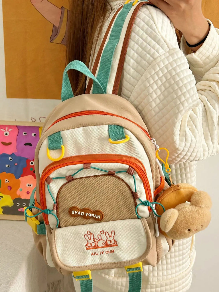 Happy Days Cute Bunny Backpack 33X29X15cm Bag by The Kawaii Shoppu | The Kawaii Shoppu