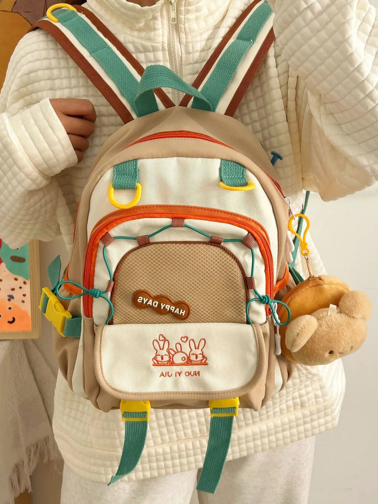 Happy Days Cute Bunny Backpack 33X29X15cm Bag by The Kawaii Shoppu | The Kawaii Shoppu