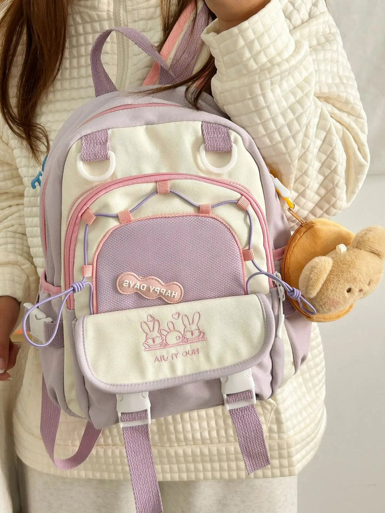 Happy Days Cute Bunny Backpack 33X29X15cm Bag by The Kawaii Shoppu | The Kawaii Shoppu