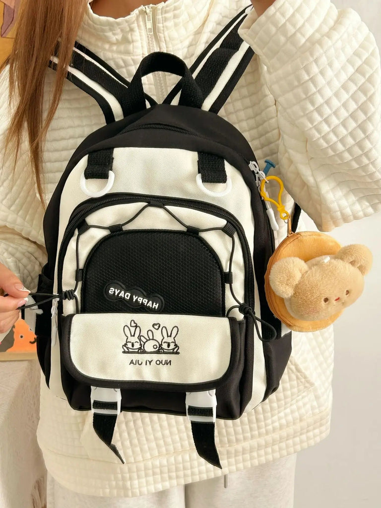 Happy Days Cute Bunny Backpack 33X29X15cm Bag by The Kawaii Shoppu | The Kawaii Shoppu