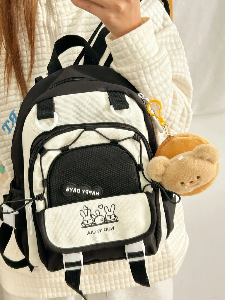 Happy Days Cute Bunny Backpack 33X29X15cm Bag by The Kawaii Shoppu | The Kawaii Shoppu