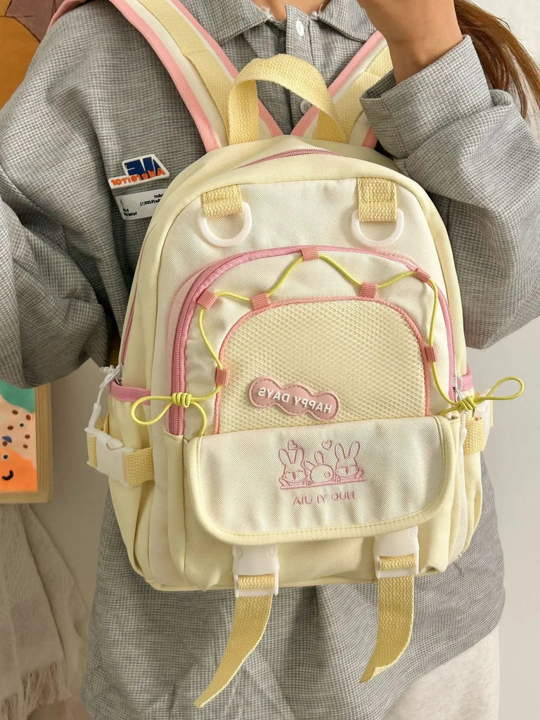 Happy Days Cute Bunny Backpack 33X29X15cm Bag by The Kawaii Shoppu | The Kawaii Shoppu