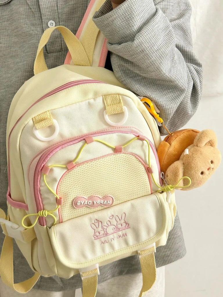 Happy Days Cute Bunny Backpack 33X29X15cm Bag by The Kawaii Shoppu | The Kawaii Shoppu