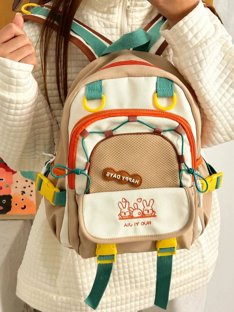 Happy Days Cute Bunny Backpack 33X29X15cm Bag by The Kawaii Shoppu | The Kawaii Shoppu