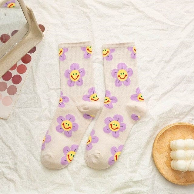 Harajuku Colorful Socks Beige One Size EU 35 - 39 Fashion The Kawaii Shoppu