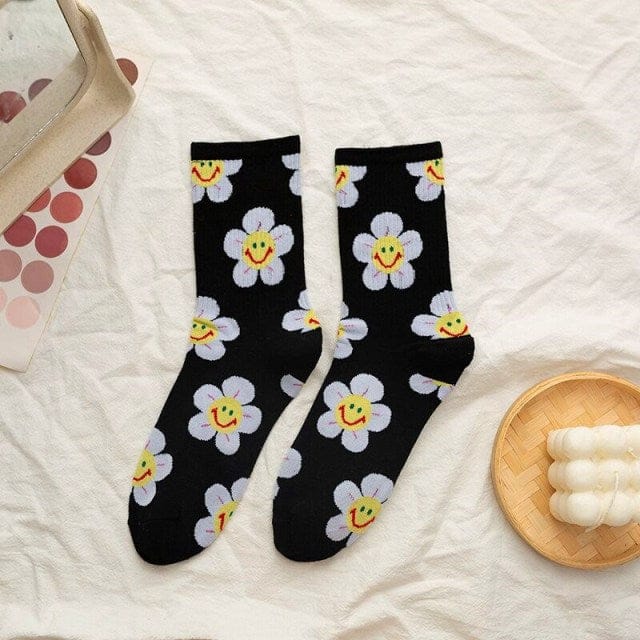 Harajuku Colorful Socks Black One Size EU 35 - 39 Fashion The Kawaii Shoppu