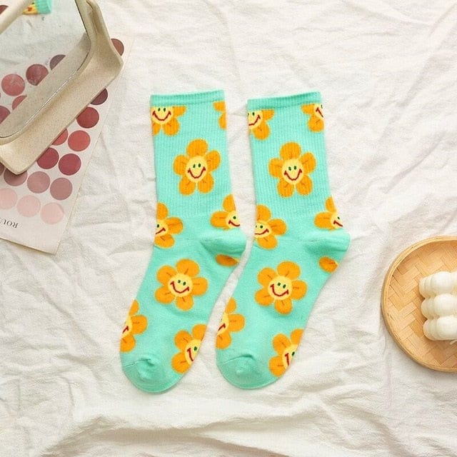 Harajuku Colorful Socks Green One Size EU 35 - 39 Fashion The Kawaii Shoppu