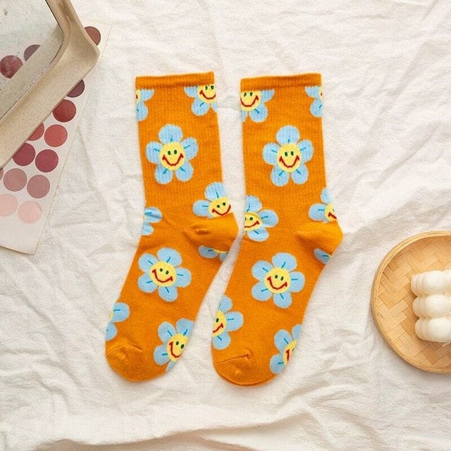 Harajuku Colorful Socks Orange One Size EU 35 - 39 Fashion The Kawaii Shoppu