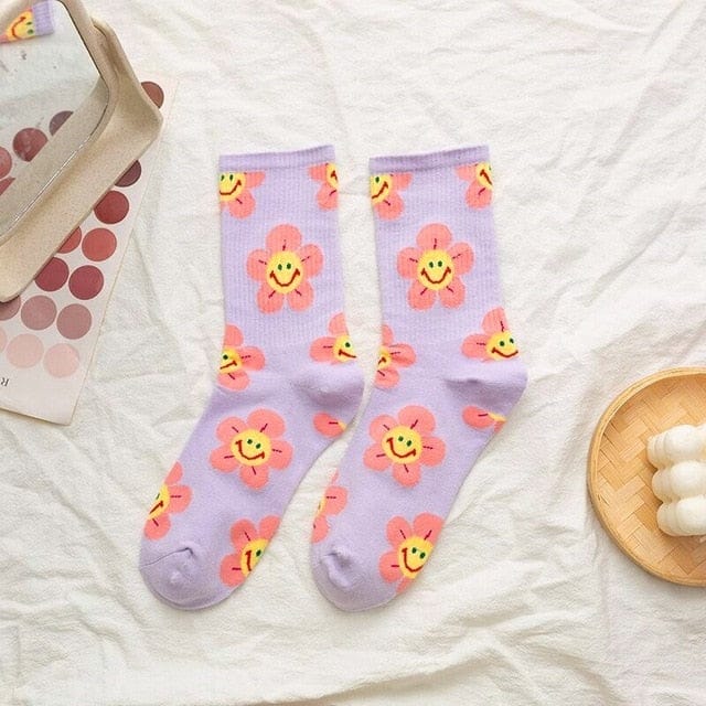 Harajuku Colorful Socks Pruple One Size EU 35 - 39 Fashion The Kawaii Shoppu