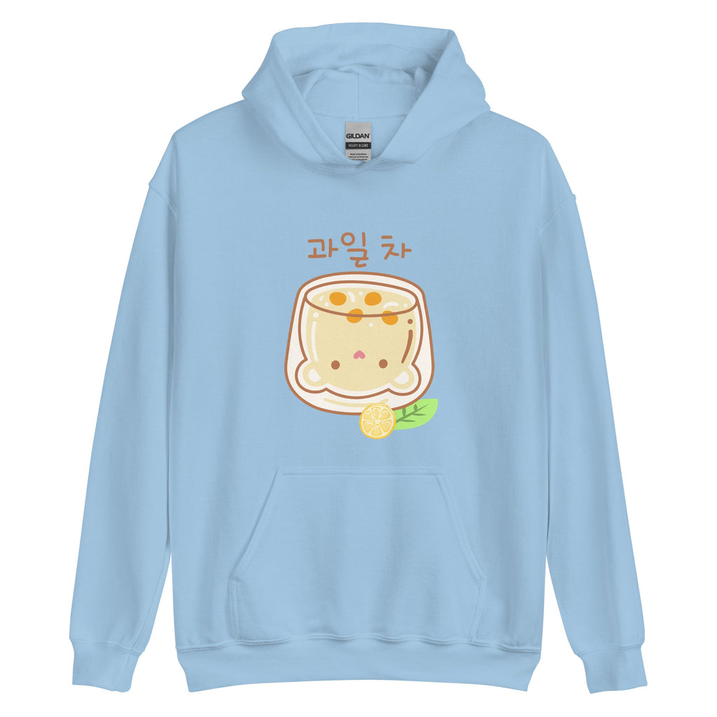 Honeydew Lemon Boba Kawaii Hoodie Light Blue S by The Kawaii Shoppu | The Kawaii Shoppu