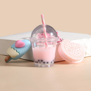 Ice-cream Bubble Tea Biscuit Keychain style 1 Key Ring by The Kawaii Shoppu | The Kawaii Shoppu