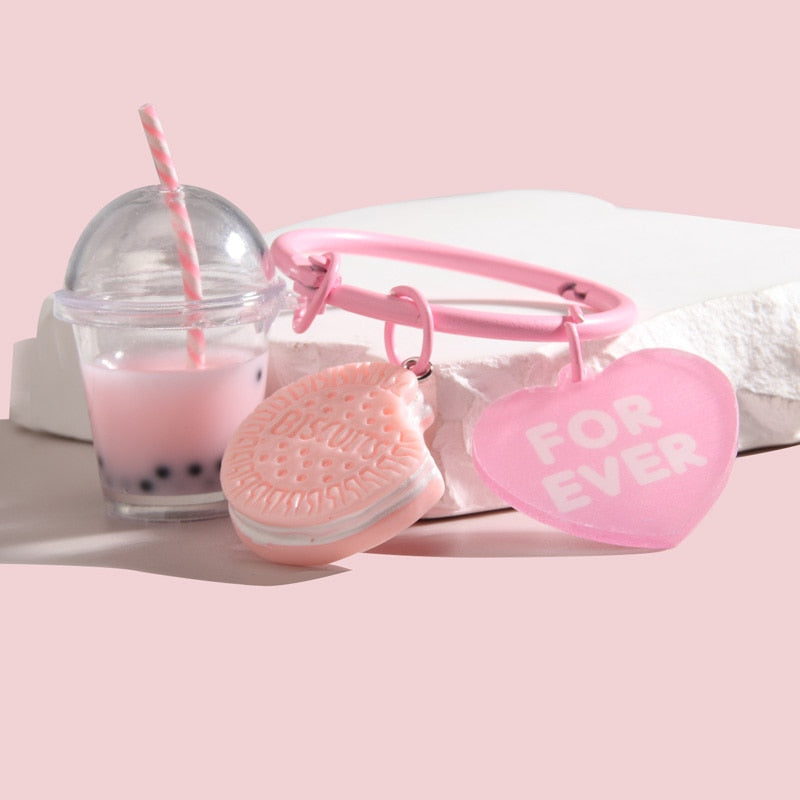 Ice-cream Bubble Tea Biscuit Keychain style 2 Key Ring by The Kawaii Shoppu | The Kawaii Shoppu