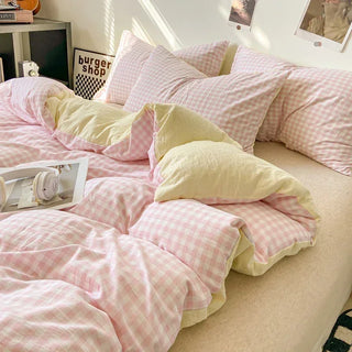 Japanese Style Check Duvet Cover Set